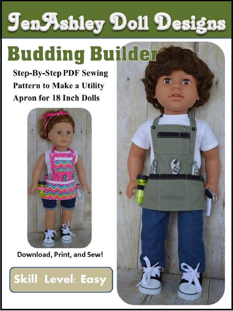 Jen Ashley Doll Designs 18 Inch Modern Budding Builder Utility Apron 18" Doll Clothes Pixie Faire