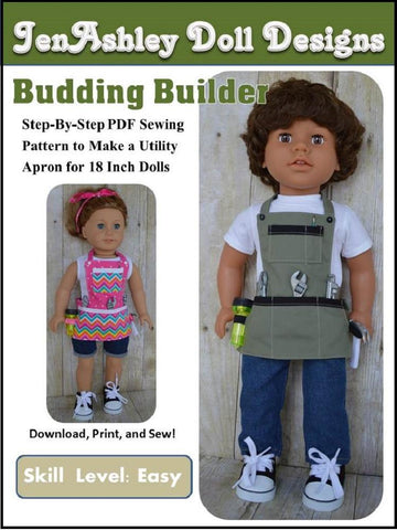 Jen Ashley Doll Designs 18 Inch Modern Budding Builder Utility Apron 18" Doll Clothes Pixie Faire