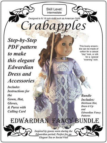 Crabapples 18 inch Historical Edwardian Fancy Bundle 18" Doll Clothes Pattern Pixie Faire