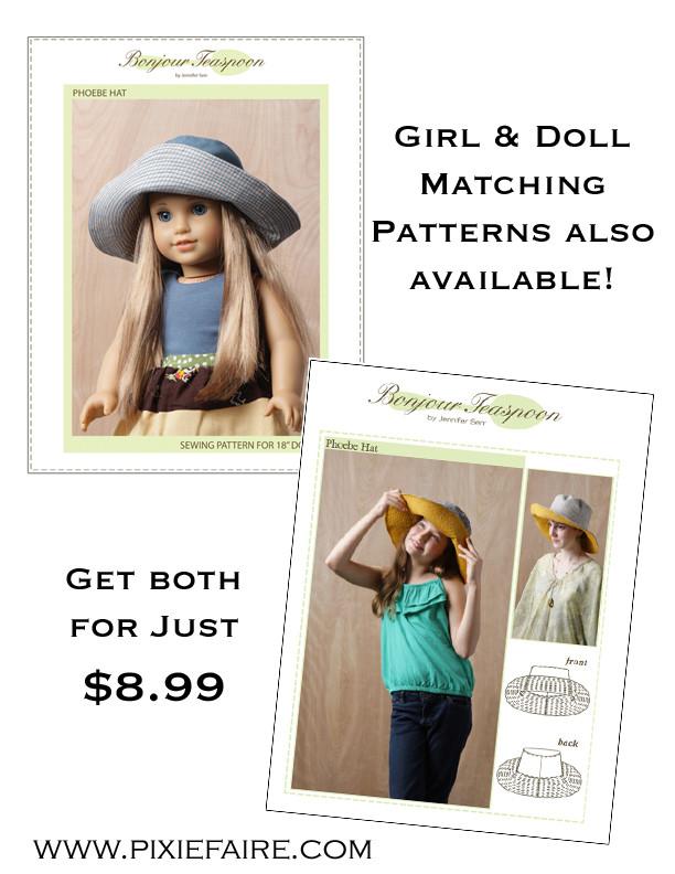 Bonjour Teaspoon 18 Inch Modern Phoebe Hat 18" Doll Clothes Pattern Pixie Faire
