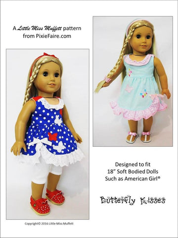 Little Miss Muffett 18 Inch Modern Butterfly Kisses 18" Doll Clothes Pattern Pixie Faire