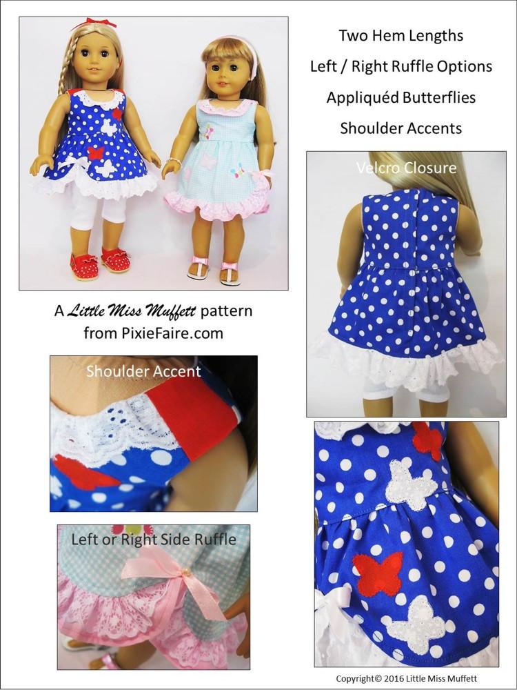Little Miss Muffett 18 Inch Modern Butterfly Kisses 18" Doll Clothes Pattern Pixie Faire