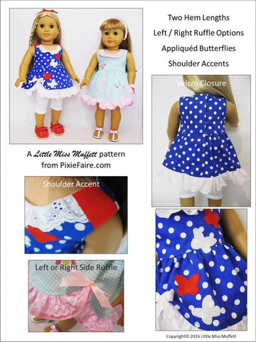 Little Miss Muffett 18 Inch Modern Butterfly Kisses 18" Doll Clothes Pattern Pixie Faire