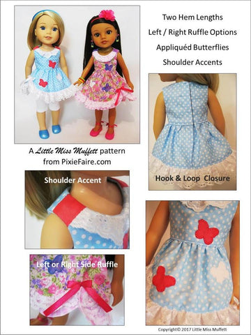 Little Miss Muffett WellieWishers Butterfly Kisses 14-14.5" Doll Clothes Pattern Pixie Faire