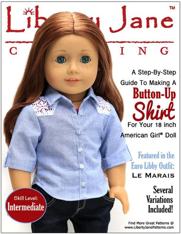 Liberty Jane 18 Inch Modern Button Up Shirt Bundle for Girls and Boys 18" Doll Clothes Pattern Pixie Faire