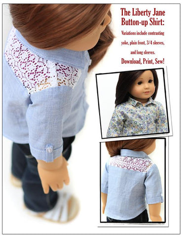 Liberty Jane 18 Inch Modern Button Up Shirt Bundle for Girls and Boys 18" Doll Clothes Pattern Pixie Faire