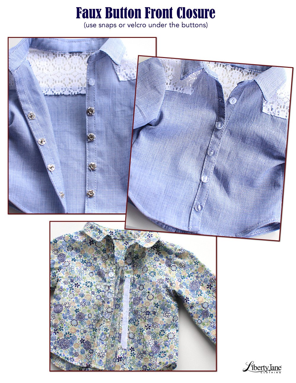 Liberty Jane 18 Inch Modern Button Up Shirt Bundle for Girls and Boys 18" Doll Clothes Pattern Pixie Faire