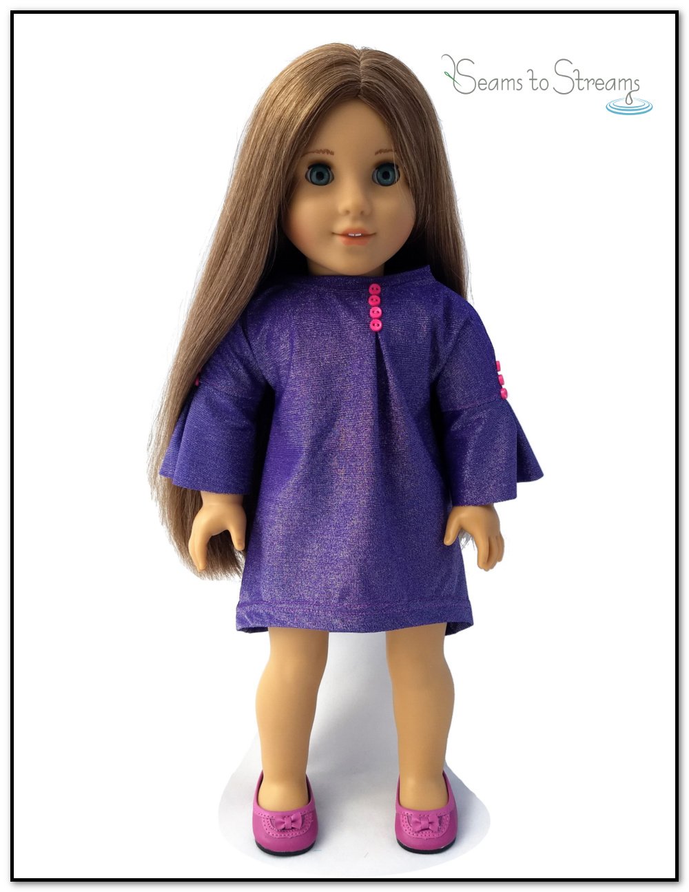 Seams to Streams 18 Inch Modern Buttonfly Dress 18" Doll Clothes Pattern Pixie Faire