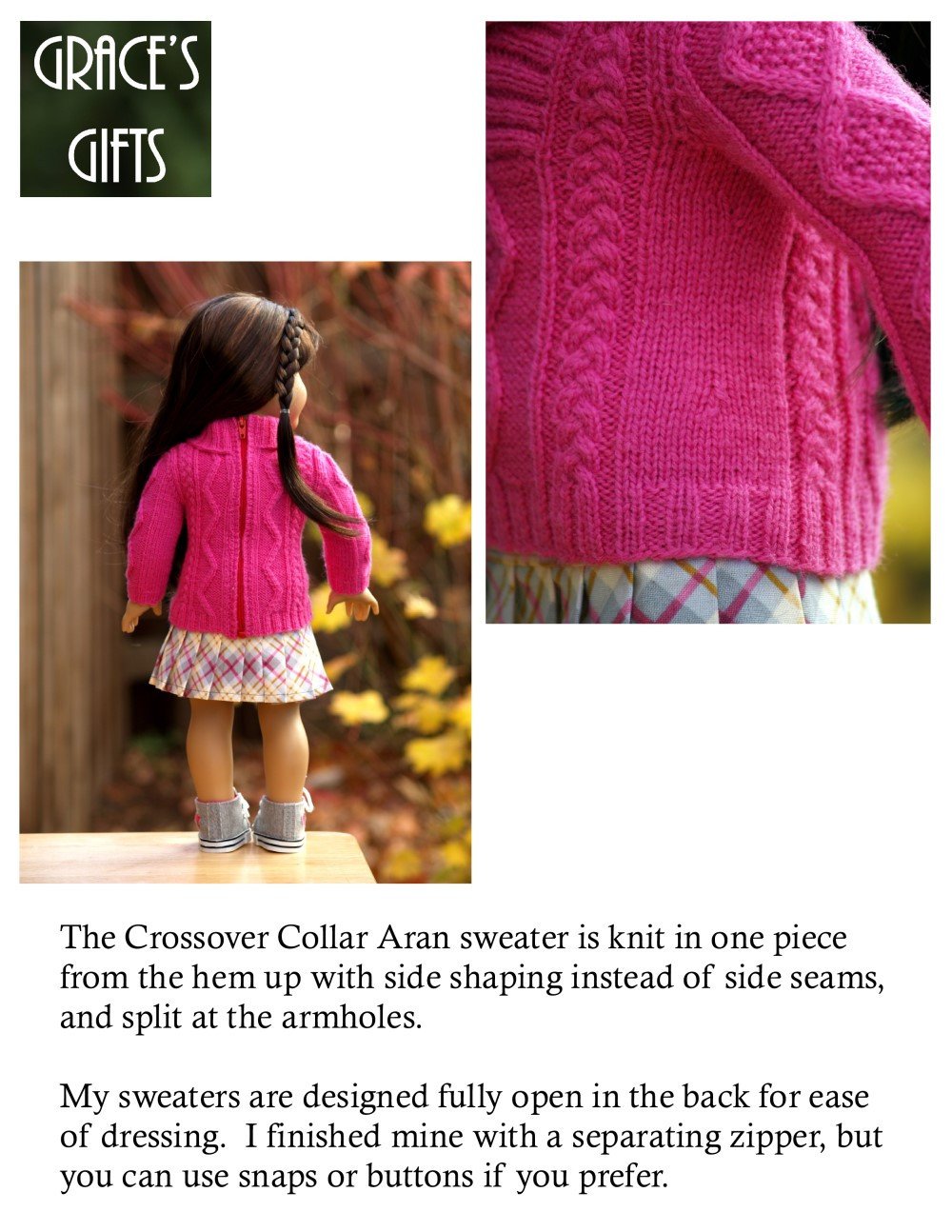 Grace's Gifts Knitting Crossover Collar Aran Knitting Pattern Pixie Faire