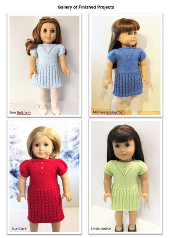 Little Woolens Designs Knitting Cheerful Cables Knit Dress 18" Doll Clothes Knitting Pattern Pixie Faire