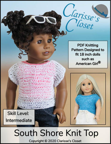 Clarisse's Closet Knitting South Shore Knit Top 18" Doll Clothes Knitting Pattern Pixie Faire