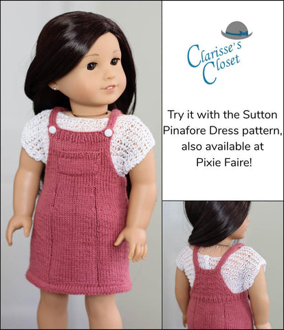 Clarisse's Closet Knitting South Shore Knit Top 18" Doll Clothes Knitting Pattern Pixie Faire