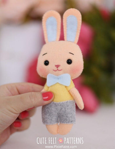 Cute Felt Patterns Hand Sewing Best Bunnies 6.5" Felt Plush Hand Sewing Pattern Pixie Faire