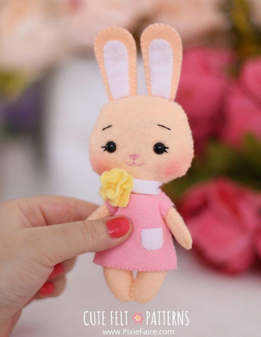 Cute Felt Patterns Hand Sewing Best Bunnies 6.5" Felt Plush Hand Sewing Pattern Pixie Faire