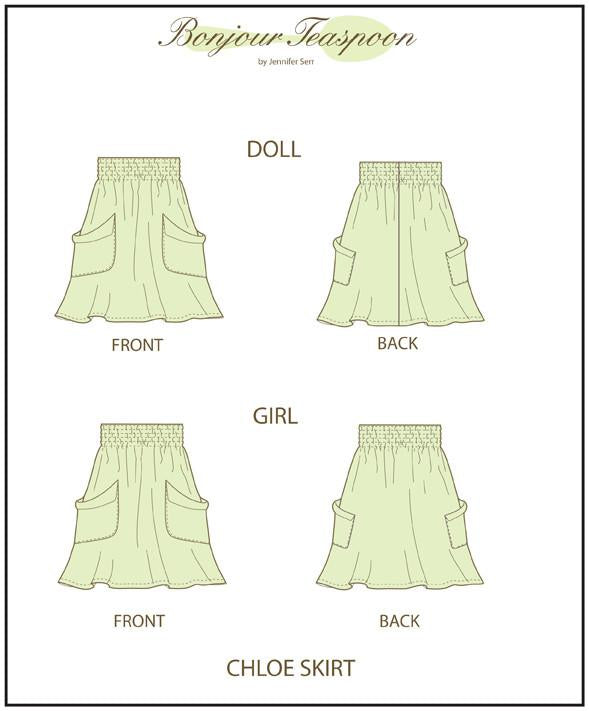 Bonjour Teaspoon 18 Inch Modern Chloe Skirt for Girls and Dolls Bundle Pattern Pixie Faire