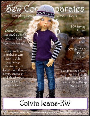 Sew Cool Separates BJD Colvin Jeans Pattern for MSD Ball Jointed Dolls Pixie Faire