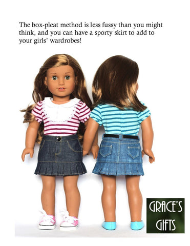 Grace's Gifts 18 Inch Modern "Colvin" Jeans Skirt 18" Doll Clothes Pattern Pixie Faire