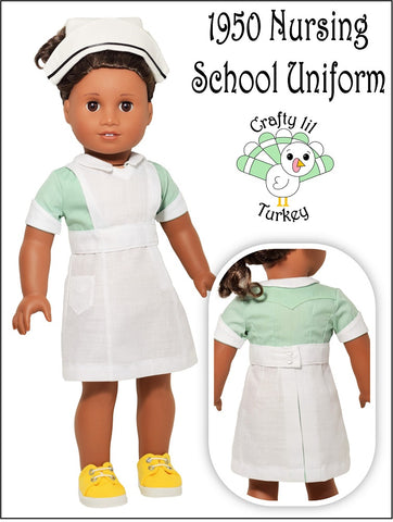 Crafty Lil Turkey 18 Inch Historical 1950s Nursing School Uniform 18" Doll Clothes Pattern Pixie Faire