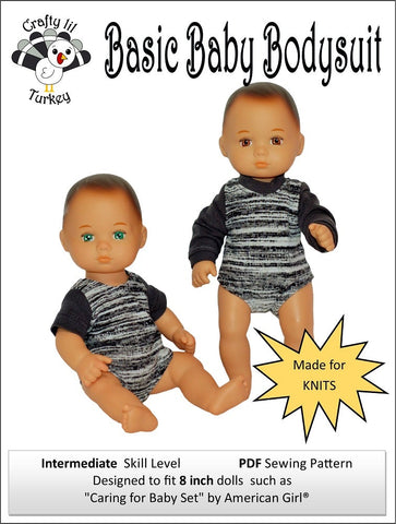 Crafty Lil Turkey 8" Baby Dolls Basic Baby Bodysuit Pattern For 8" Baby Dolls Pixie Faire