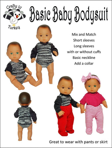 Crafty Lil Turkey 8" Baby Dolls Basic Baby Bodysuit Pattern For 8" Baby Dolls Pixie Faire