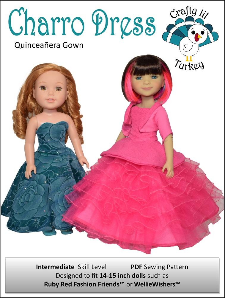 Crafty Lil Turkey WellieWishers Charro Dress 14.5" Doll Clothes Pattern Pixie Faire