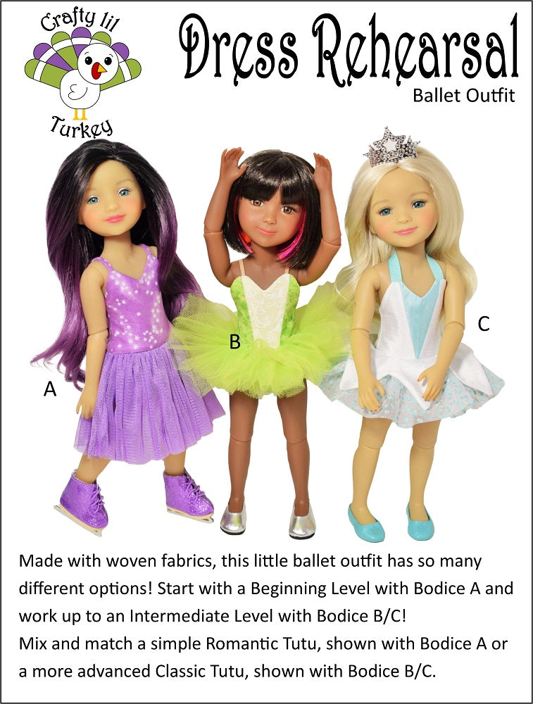 Crafty Lil Turkey Ruby Red Fashion Friends Dress Rehearsal Doll Clothes Pattern For 15" Ruby Red Fashion Friends Dolls Pixie Faire