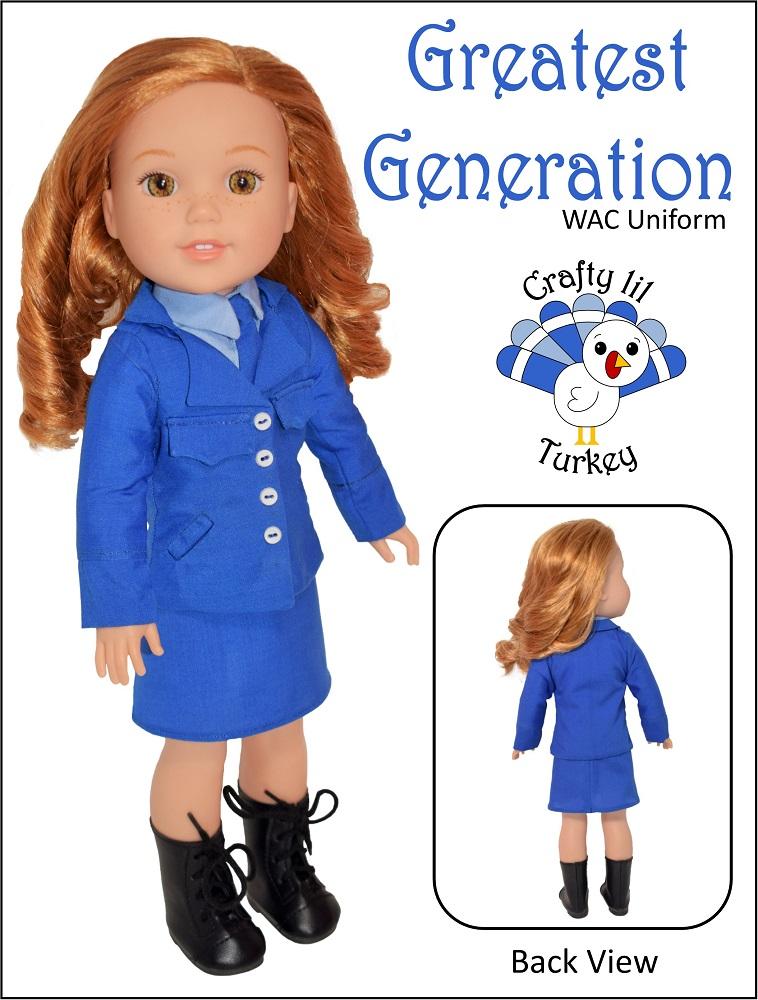 Crafty Lil Turkey WellieWishers Greatest Generation: WAC Uniform 14.5" Doll Clothes Pattern Pixie Faire