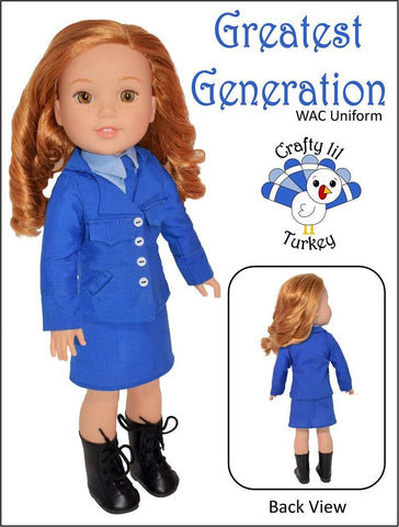 Crafty Lil Turkey WellieWishers Greatest Generation: WAC Uniform 14.5" Doll Clothes Pattern Pixie Faire