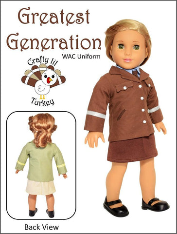 Crafty Lil Turkey 18 Inch Historical Greatest Generation: WAC Uniform 18" Doll Clothes Pattern Pixie Faire