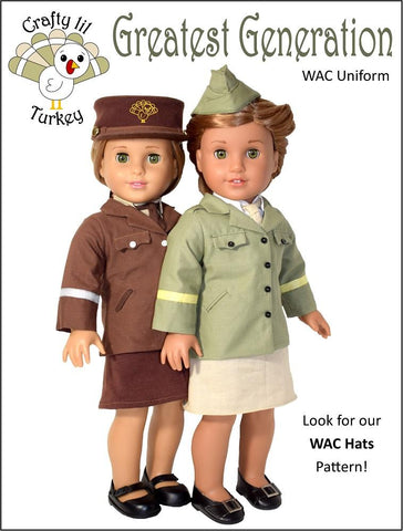 Crafty Lil Turkey 18 Inch Historical Greatest Generation: WAC Uniform 18" Doll Clothes Pattern Pixie Faire