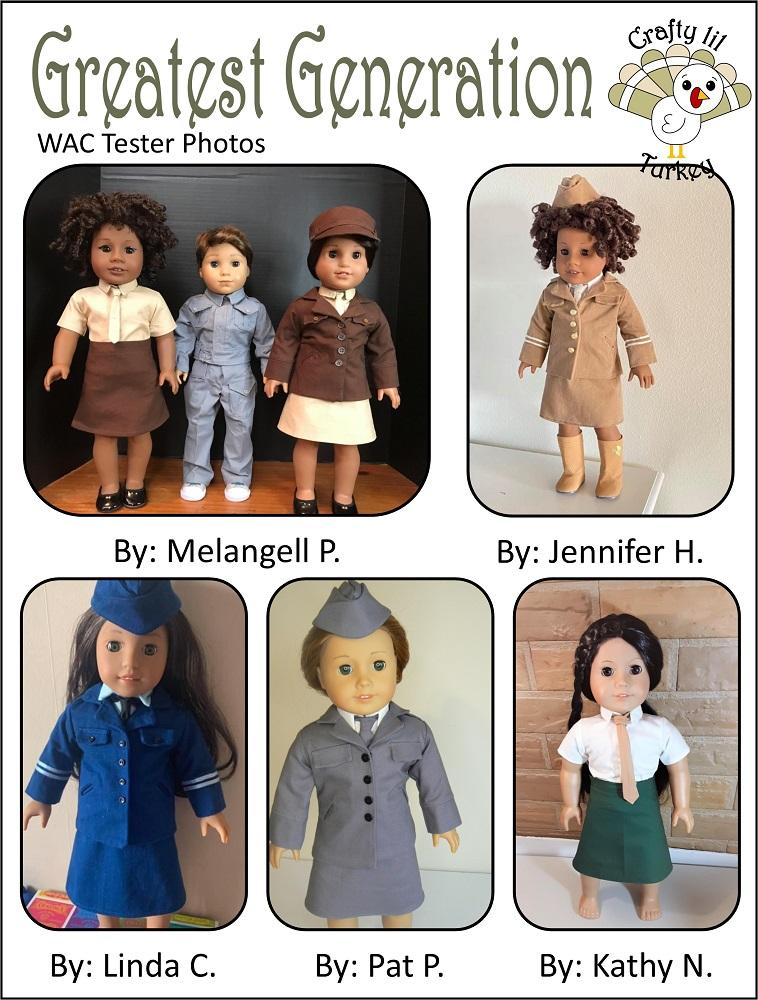 Crafty Lil Turkey 18 Inch Historical Greatest Generation: WAC Uniform 18" Doll Clothes Pattern Pixie Faire