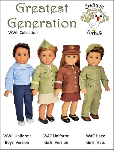 Crafty Lil Turkey 18 Inch Historical Greatest Generation: WAC Uniform 18" Doll Clothes Pattern Pixie Faire