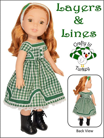 Crafty Lil Turkey WellieWishers Layers and Lines Dress 14-15" Doll Clothes Pattern Pixie Faire