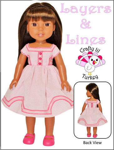 Crafty Lil Turkey WellieWishers Layers and Lines Dress 14-15" Doll Clothes Pattern Pixie Faire