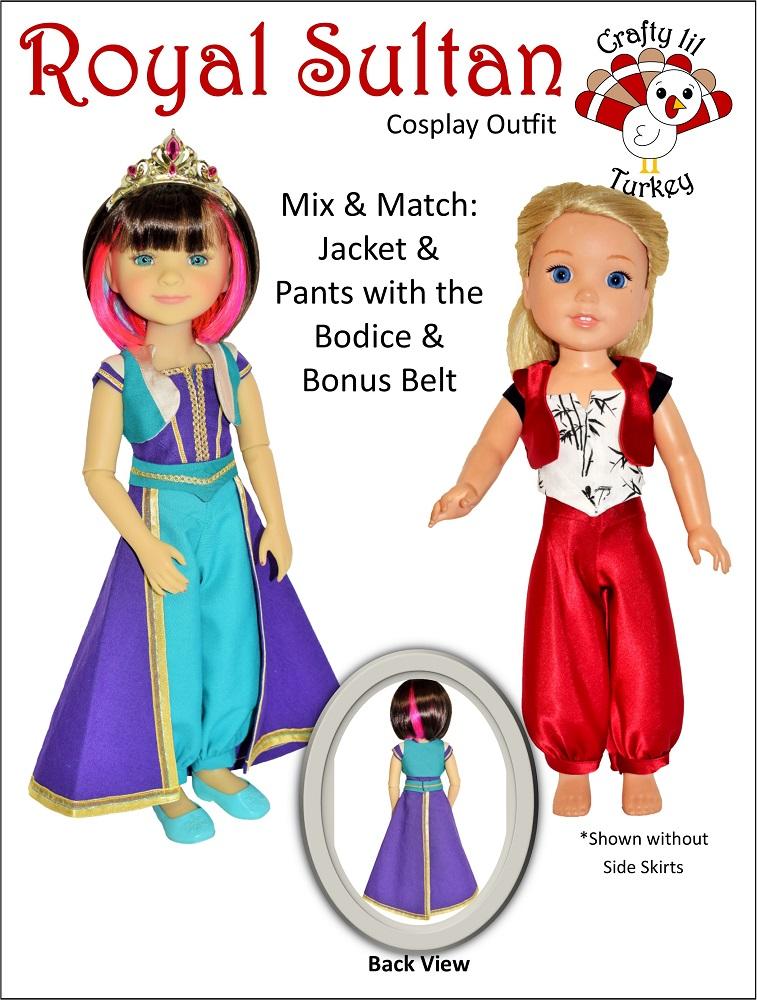 Crafty Lil Turkey WellieWishers Royal Sultan Cosplay Outfit 14-15" Doll Clothes Pattern Pixie Faire