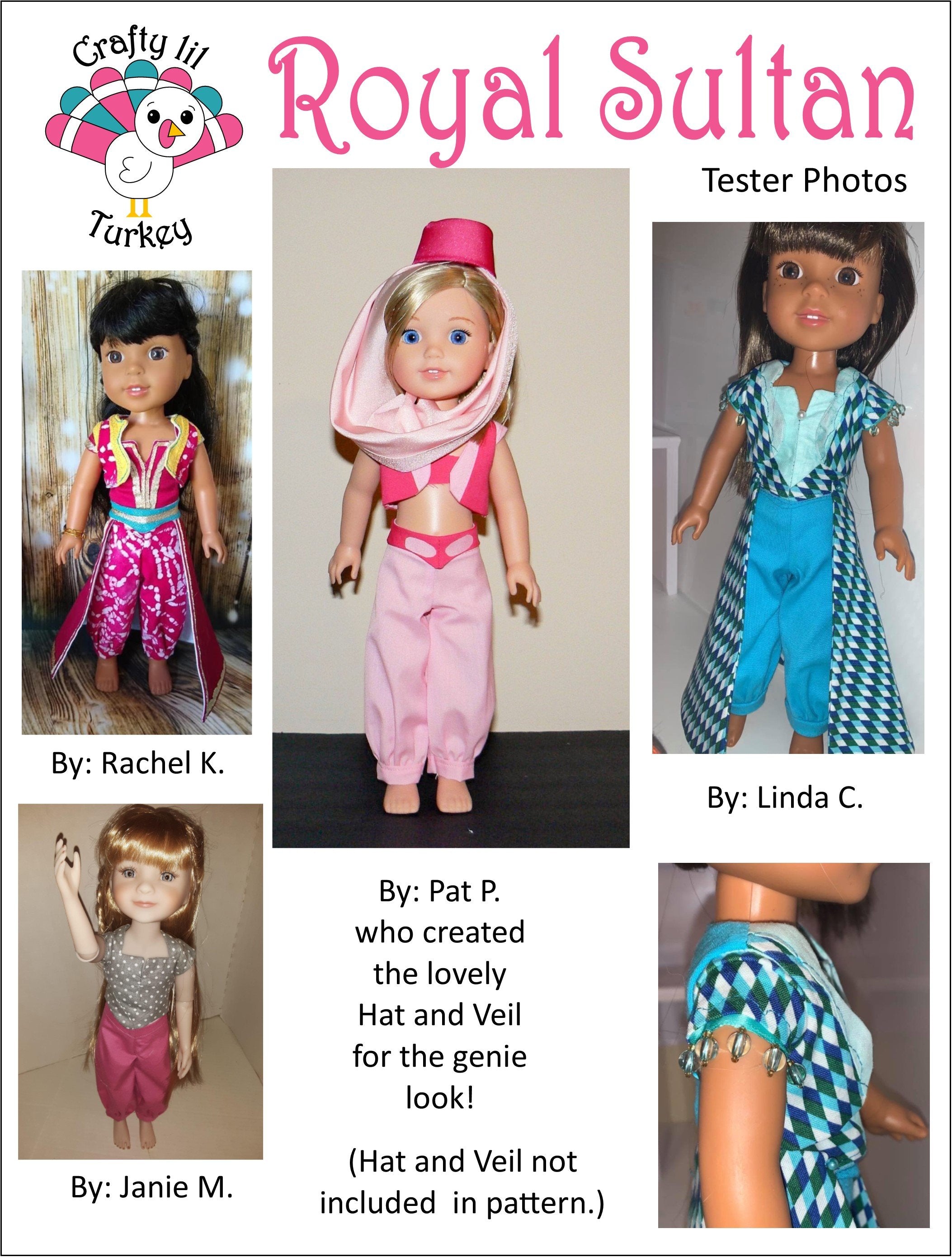 Crafty Lil Turkey WellieWishers Royal Sultan Cosplay Outfit 14-15" Doll Clothes Pattern Pixie Faire