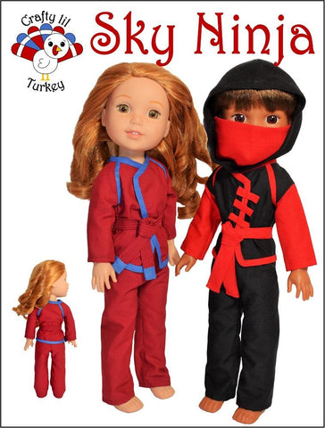 Crafty Lil Turkey WellieWishers Sky Ninja 14-15" Doll Clothes Pattern Pixie Faire