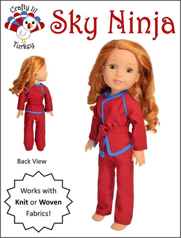Crafty Lil Turkey WellieWishers Sky Ninja 14-15" Doll Clothes Pattern Pixie Faire