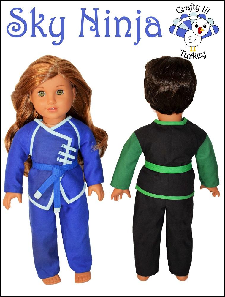 Crafty Lil Turkey 18 Inch Modern Sky Ninja 18" Doll Clothes Pattern Pixie Faire