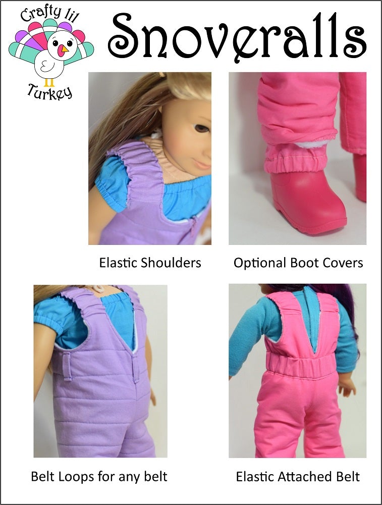 Crafty Lil Turkey 18 Inch Modern Snoveralls 18" Doll Clothes Pattern Pixie Faire