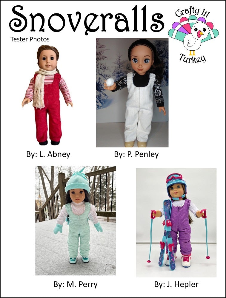 Crafty Lil Turkey 18 Inch Modern Snoveralls 18" Doll Clothes Pattern Pixie Faire