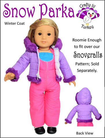 Crafty Lil Turkey 18 Inch Modern Snow Parka 18" Doll Clothes Pattern Pixie Faire