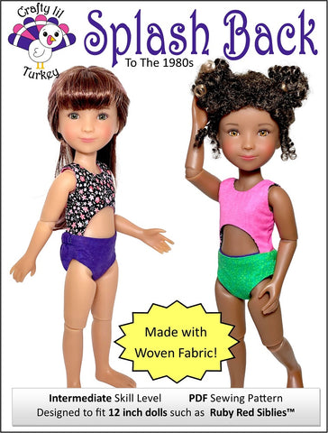 Crafty Lil Turkey Siblies Splash Back To The 1980s  Pattern for 12" Siblies Dolls Pixie Faire