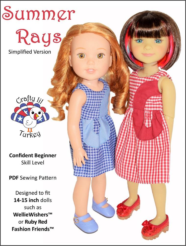 Crafty Lil Turkey WellieWishers Summer Rays 14-15" Doll Clothes Pattern Pixie Faire