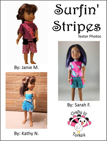 Crafty Lil Turkey Siblies Surfin' Stripes Pattern for 12" Siblies Dolls Pixie Faire