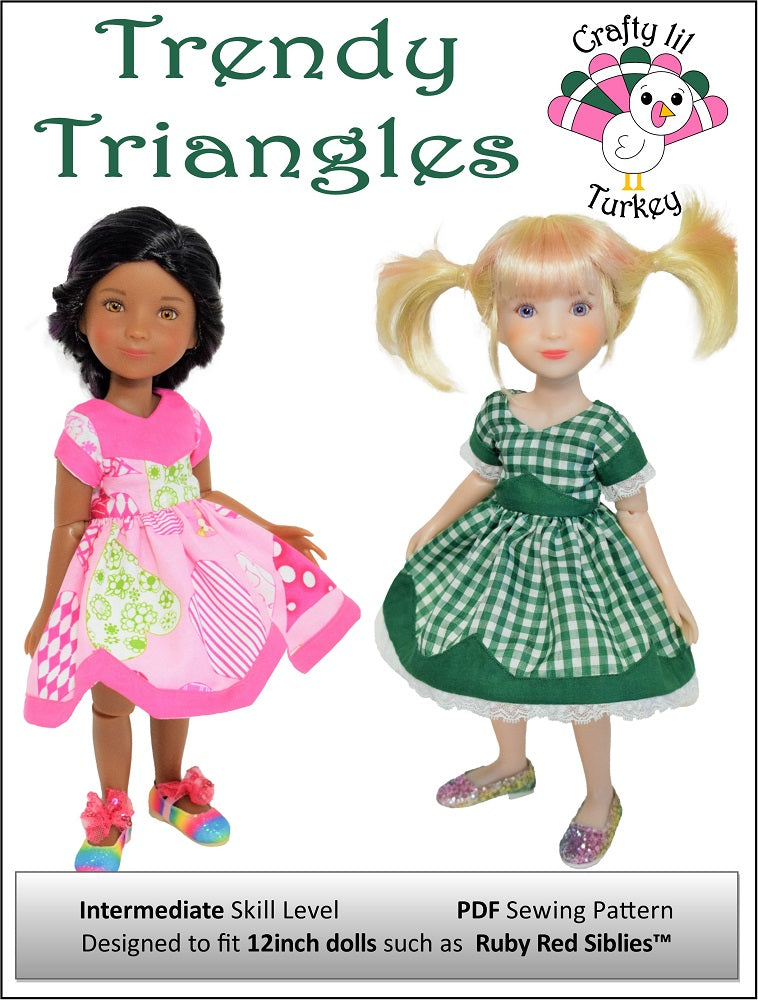 Crafty Lil Turkey Trendy Triangles: Summer Dress Doll Clothes Pattern for 12 crafty-lil-turkey-trendy-triangles-summer-dress-doll-clothes-pattern-for-12-siblies