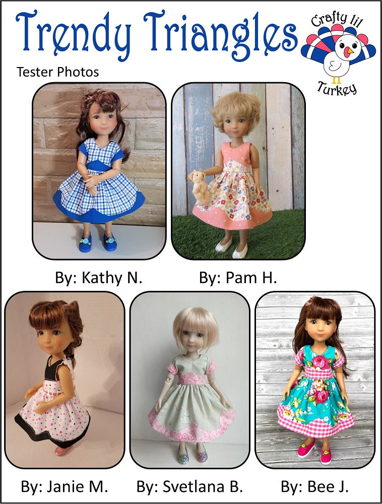 Crafty Lil Turkey Siblies Trendy Triangles: Summer Dress Pattern For 12" Siblies Dolls Pixie Faire