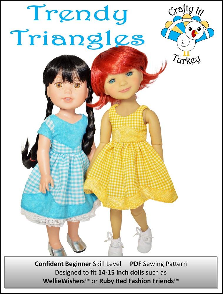 Crafty Lil Turkey Ruby Red Fashion Friends Trendy Triangles: Summer Dress 14-15" Doll Clothes Pattern Pixie Faire