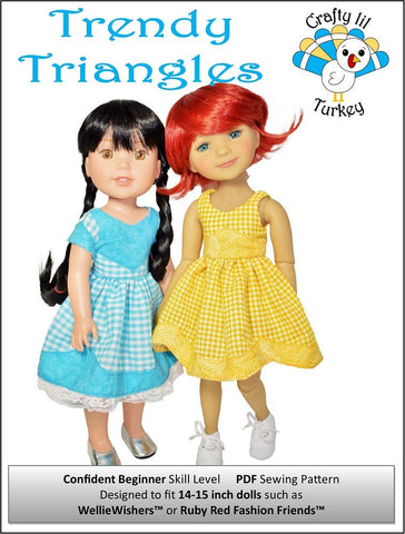 Crafty Lil Turkey Ruby Red Fashion Friends Trendy Triangles: Summer Dress 14-15" Doll Clothes Pattern Pixie Faire