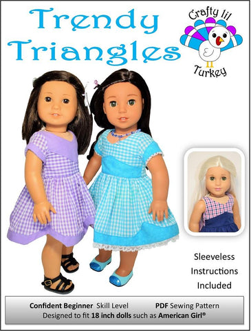 Crafty Lil Turkey 18 Inch Modern Trendy Triangles: Summer Dress 18" Doll Clothes Pattern Pixie Faire